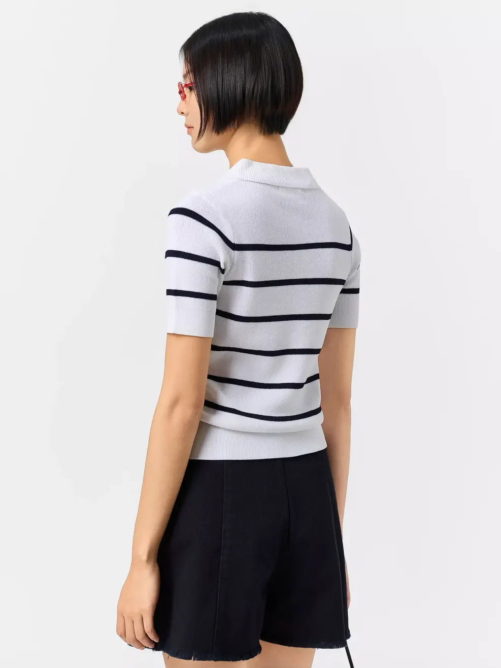 Áo Len Polo Nữ Kẻ Ngang - Kẻ Trắng 074 - S