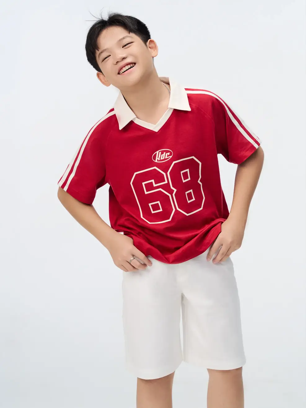 Áo Polo Teen Form Relax Tay Raglan - Đỏ 026 - 140