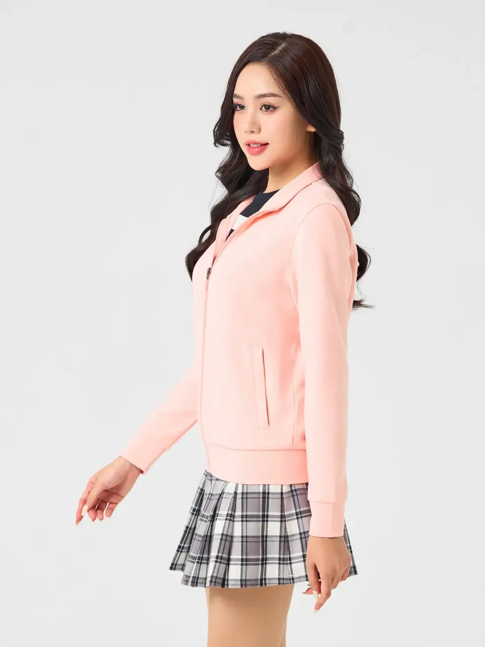Áo Khoác Nỉ Thể Thao Nữ Double Face Smart - Hồng - S