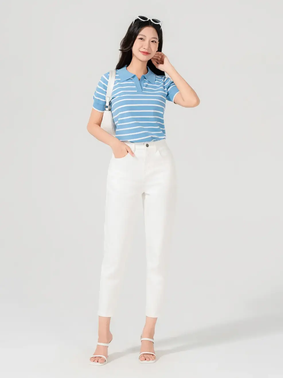 Quần Jean Nữ Baggy Bổ Túi - Trắng - 25