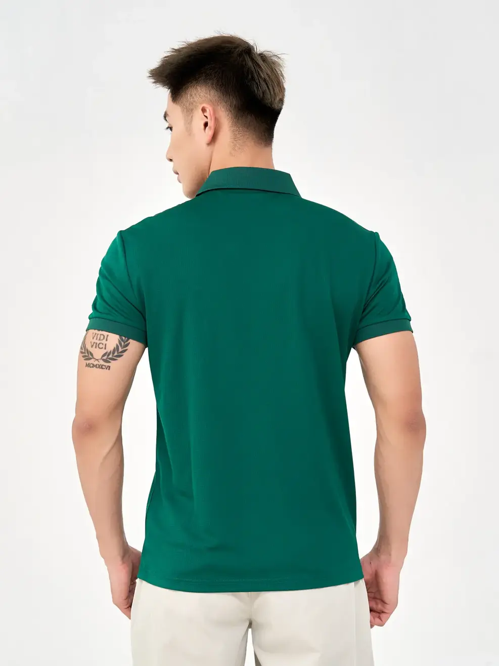 Polo Thể Thao Nam In Vai Phản Quang - Xanh rêu - M