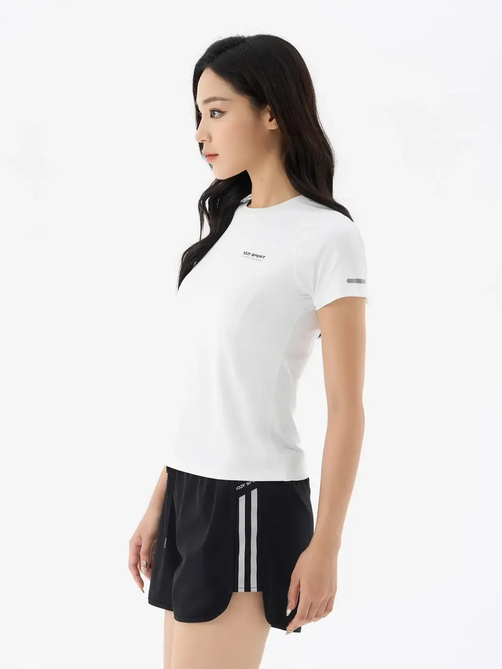 T-shirt Thể Thao Nữ Dáng Ôm Tay Raglan Phối - Trắng - S