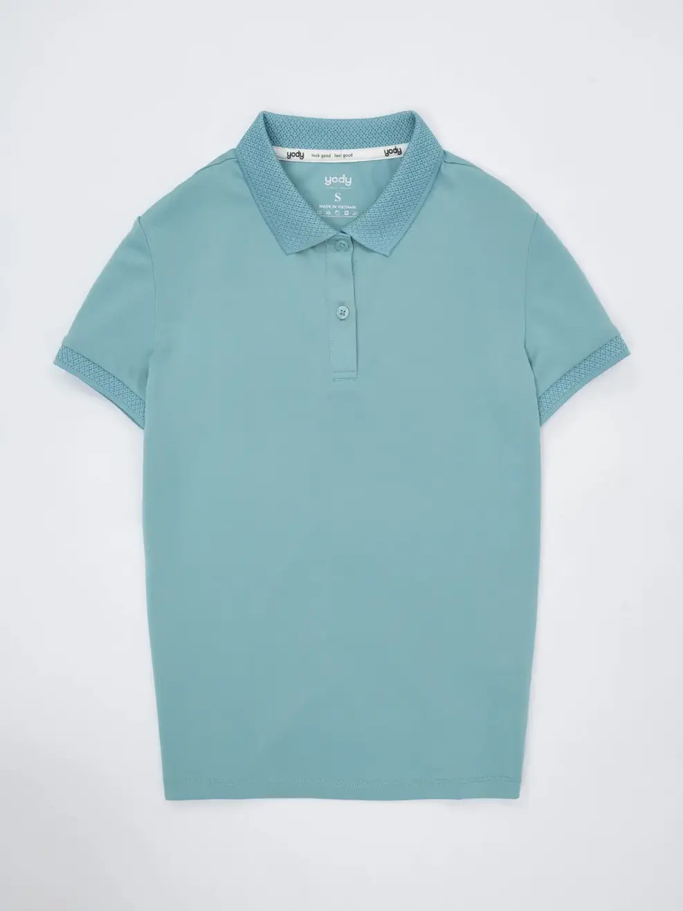 Polo nữ coolmax bo dệt nổi - Xanh ngọc - S