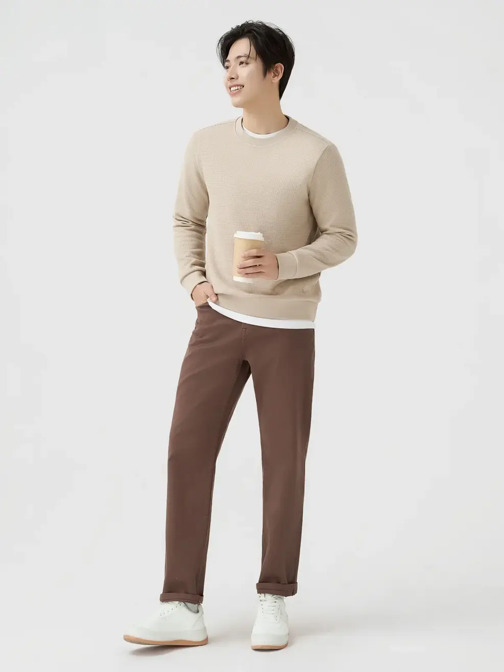 Áo Nỉ Nam Vải Hiệu Ứng - Be 125 - M