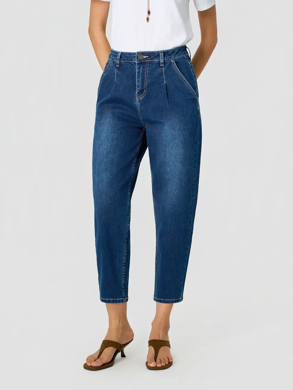 Quần Jeans Nữ Baggy Xếp Ly - Màu chàm 002 - 26