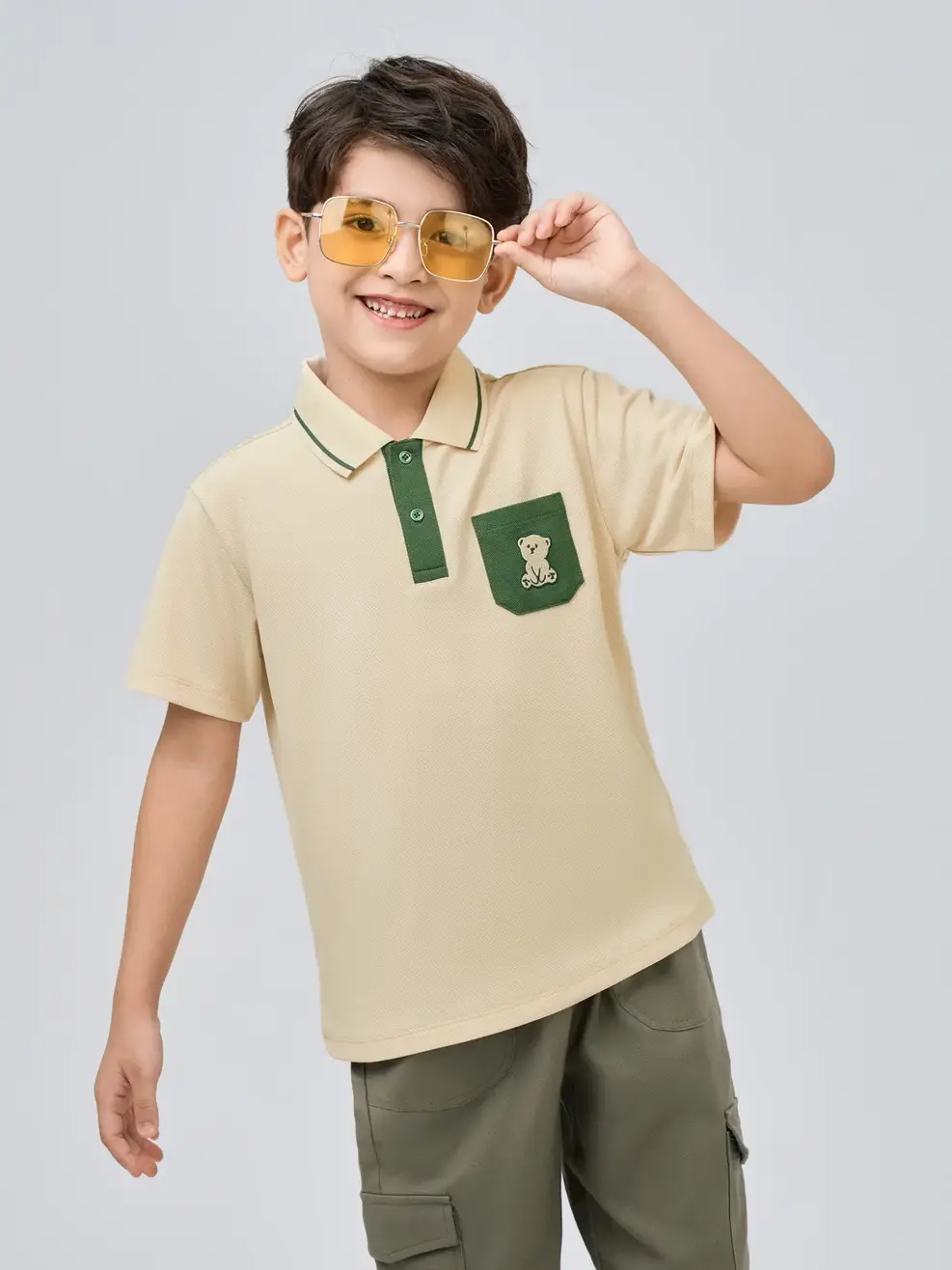 ÁO POLO TRẺ EM CÓ TÚI NGỰC - Be - 2