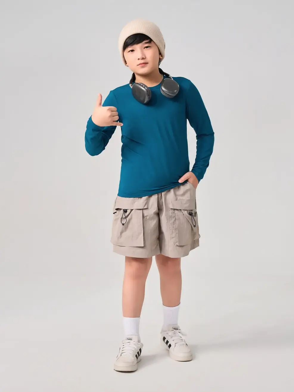 Áo Thu Đông Trẻ Em Giữ Nhiệt Cổ Tròn - Xanh cổ vịt - 10-11