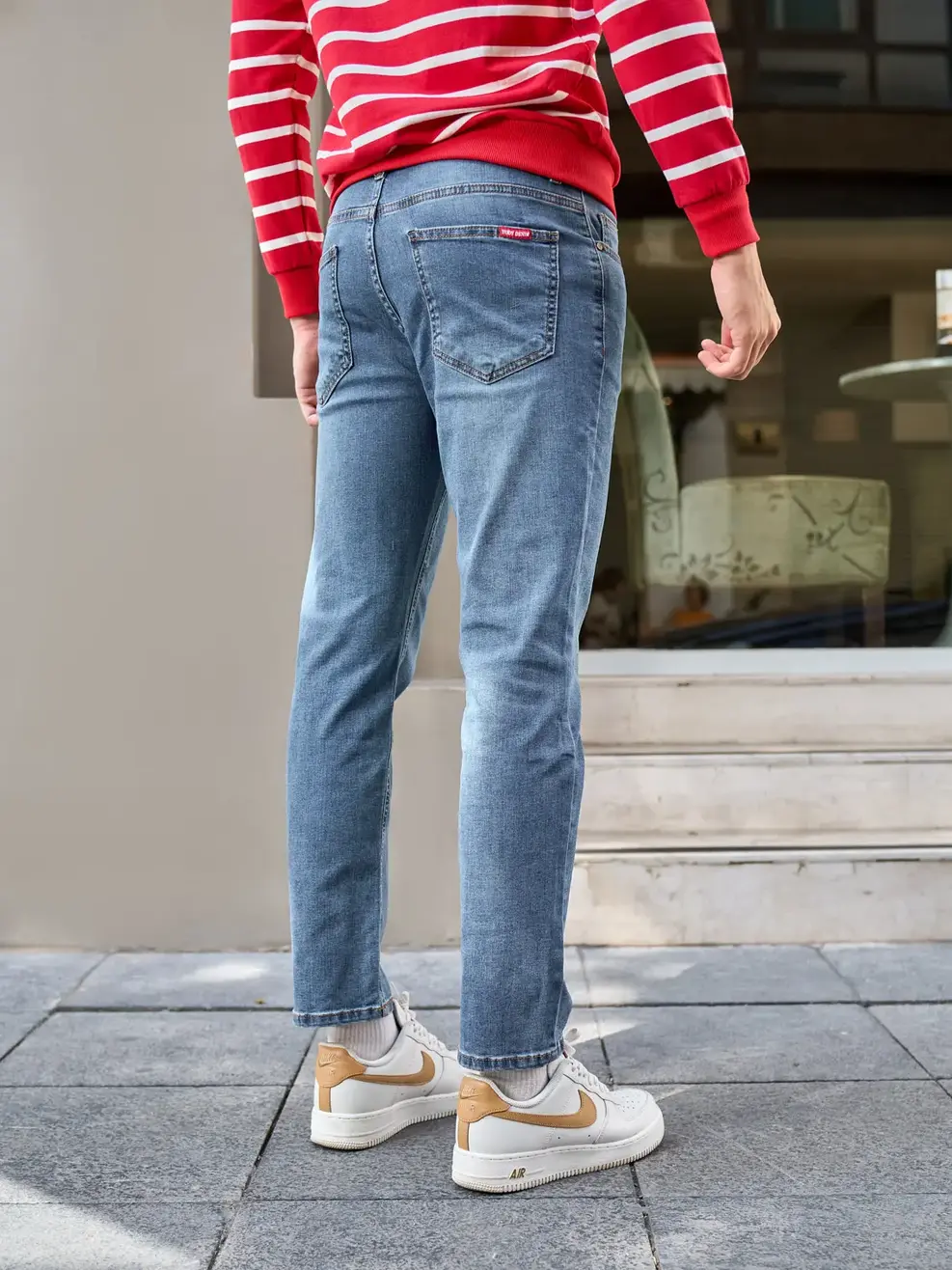 Quần Jeans Nam Slimfit Lycra Co Giãn Mác Dệt - Xanh - 28