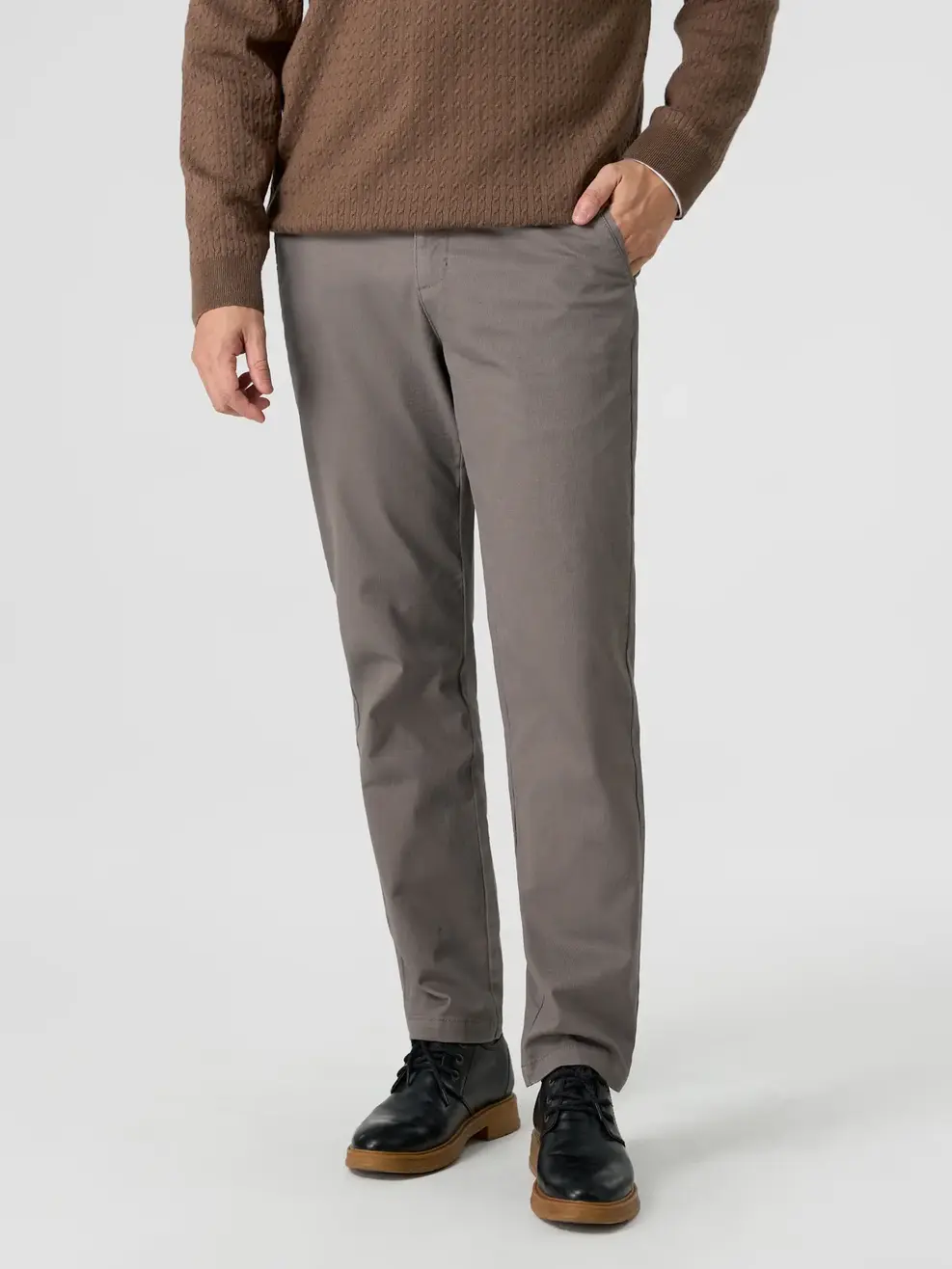 Quần Kaki Nam Phối Lé Túi - Ghi Đậm - 29