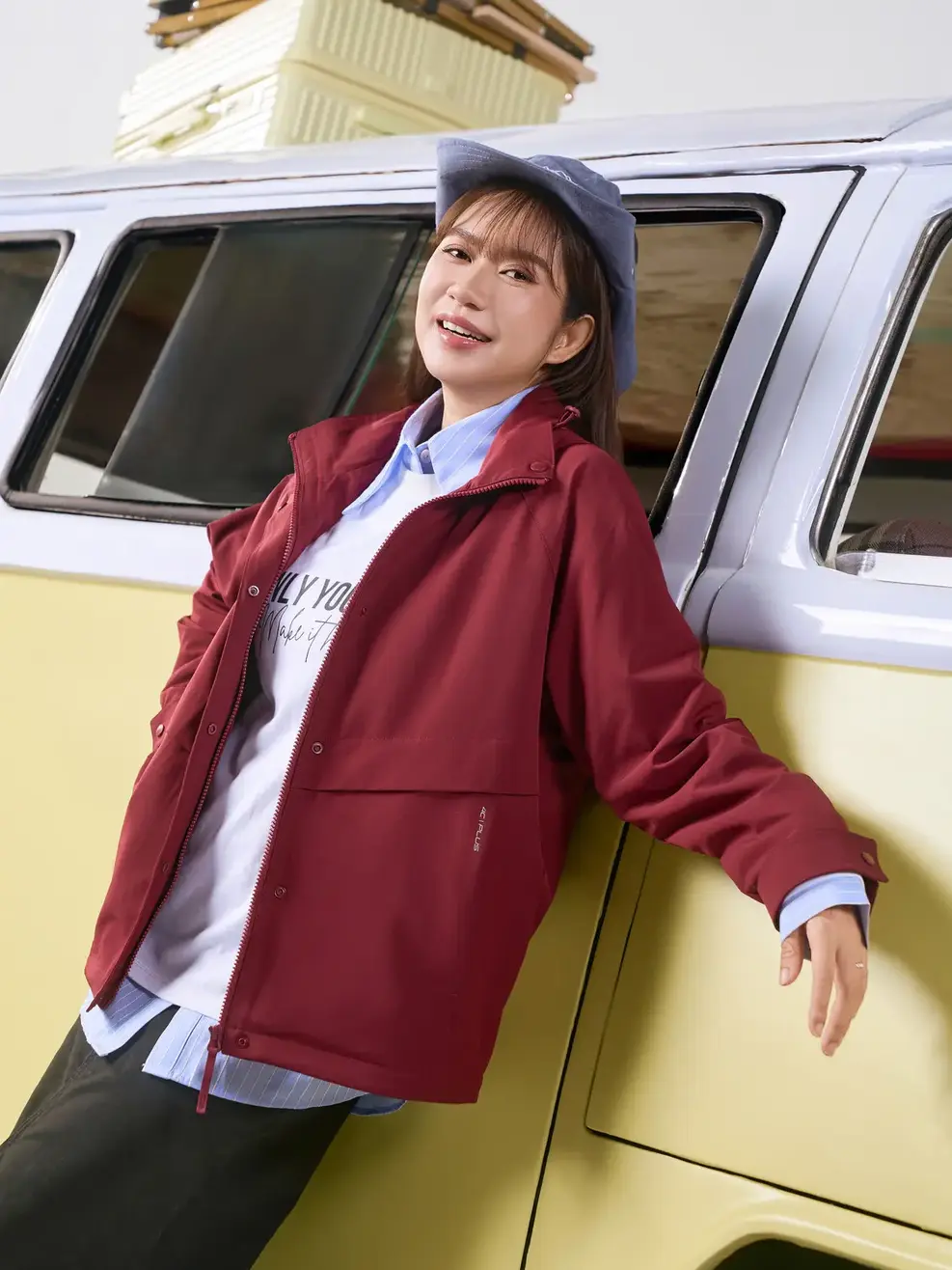 Áo Khoác Gió Nữ 4c Plus Dáng Suông - ĐỎ 045 - M