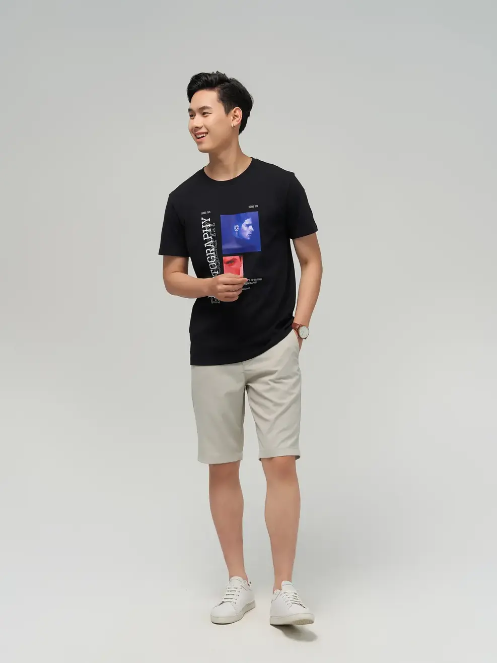 Quần sooc nam diễu túi hậu - Ghi - 33