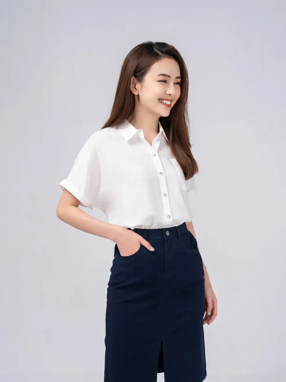 Chân ôm dài khaki xẻ - Tím than - 28
