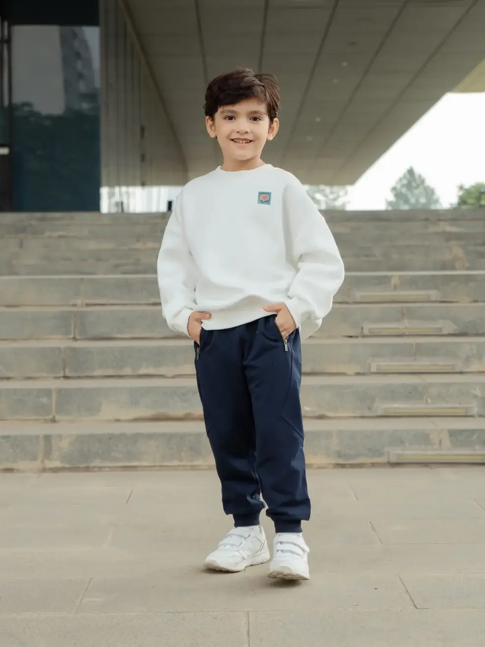 Quần nỉ kid túi khóa - Navy - 2