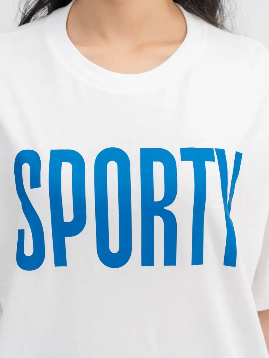 Bộ Đồ Nữ Thể Thao In Chữ - Trắng Xanh Dương - S