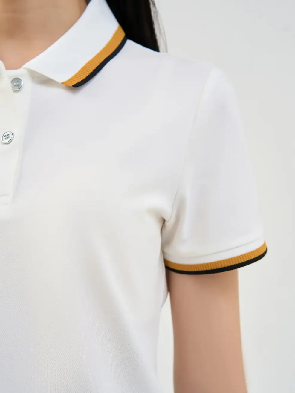 Áo Polo Nữ Mắt Chim Bo Hiệu Ứng Dệt Nổi - Trắng - S