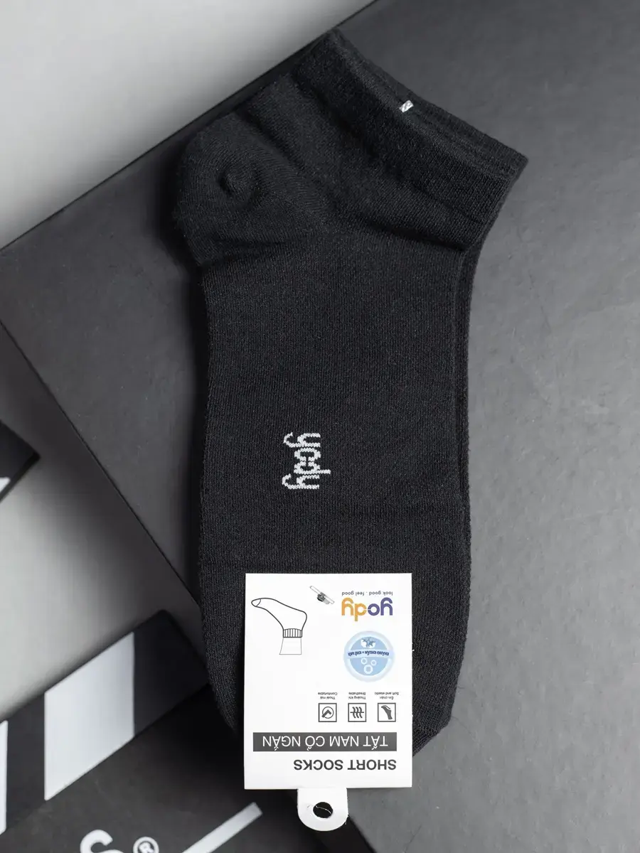 Tất nam pack 2 cotton dệt lưới siêu thoáng - Đen