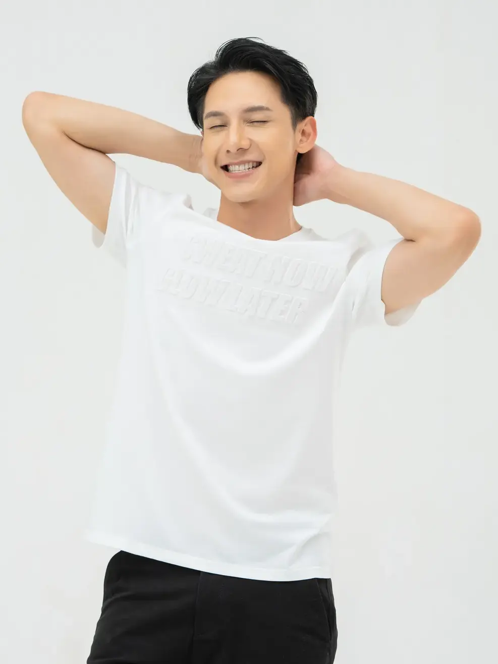 T-shirt Nam Dập Chữ Nổi Cotton Usa - Trắng 1 - M