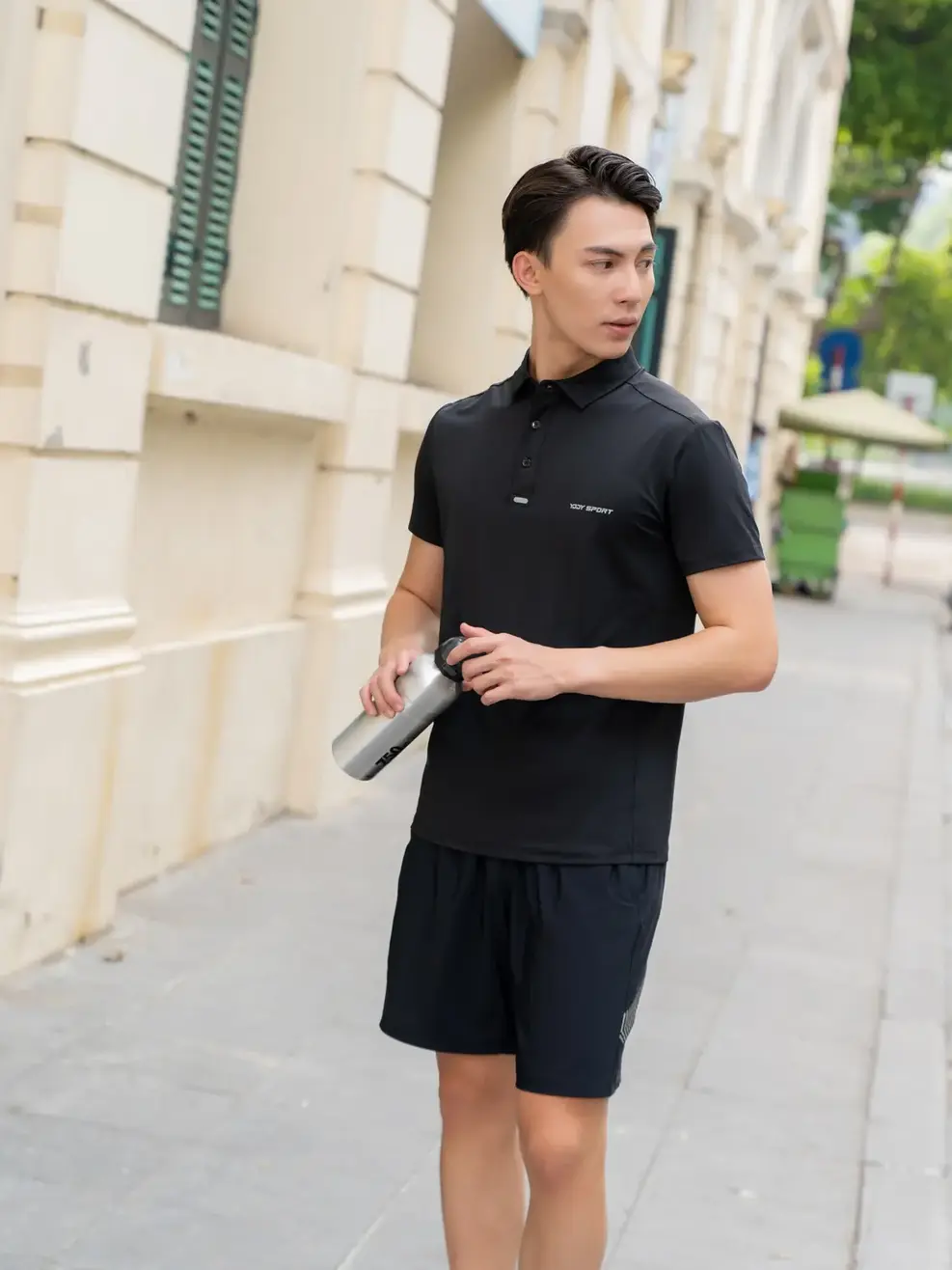 Polo thể thao nam Umorfil - Đen - 2XL