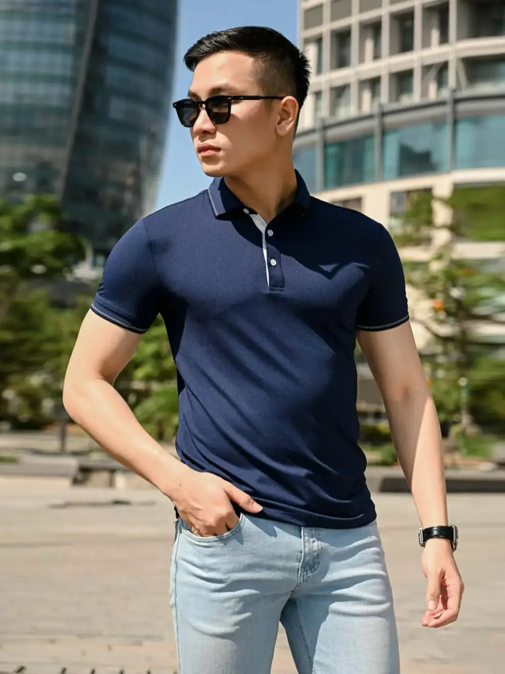 Áo polo nam Coolmax - Tím than - S