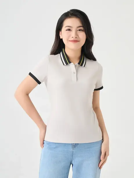 Polo Nữ Cafe Dệt Tổ Ong Phối Bo Nổi Bật