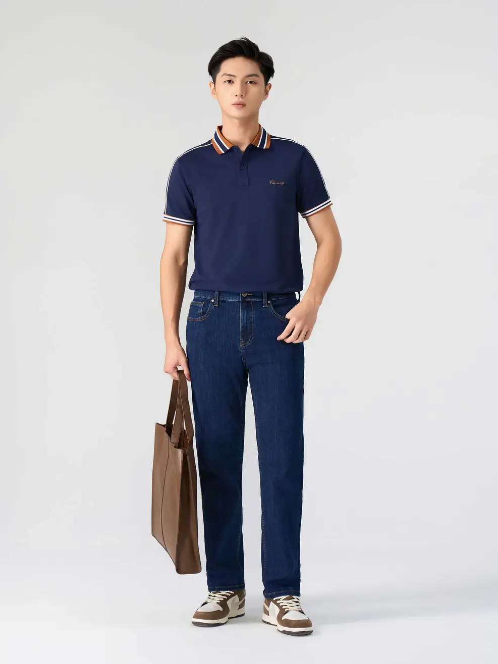 Quần Jeans Nam Regular Scafe Thêu Túi - Xanh đậm - 28