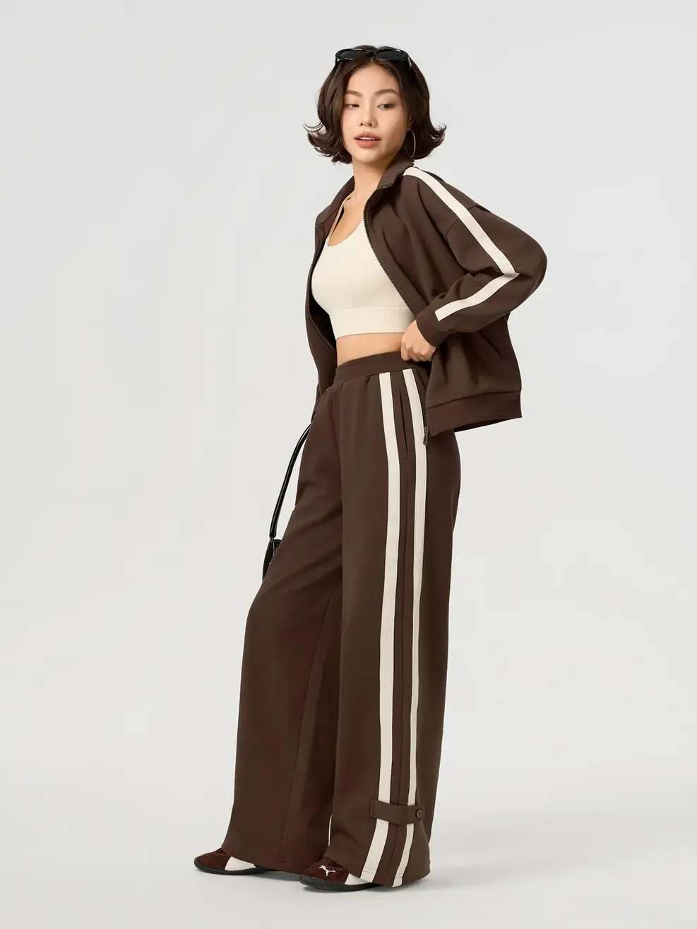 Bộ Đồ Nữ Áo Khoác Phối Màu - NÂU 147 - S