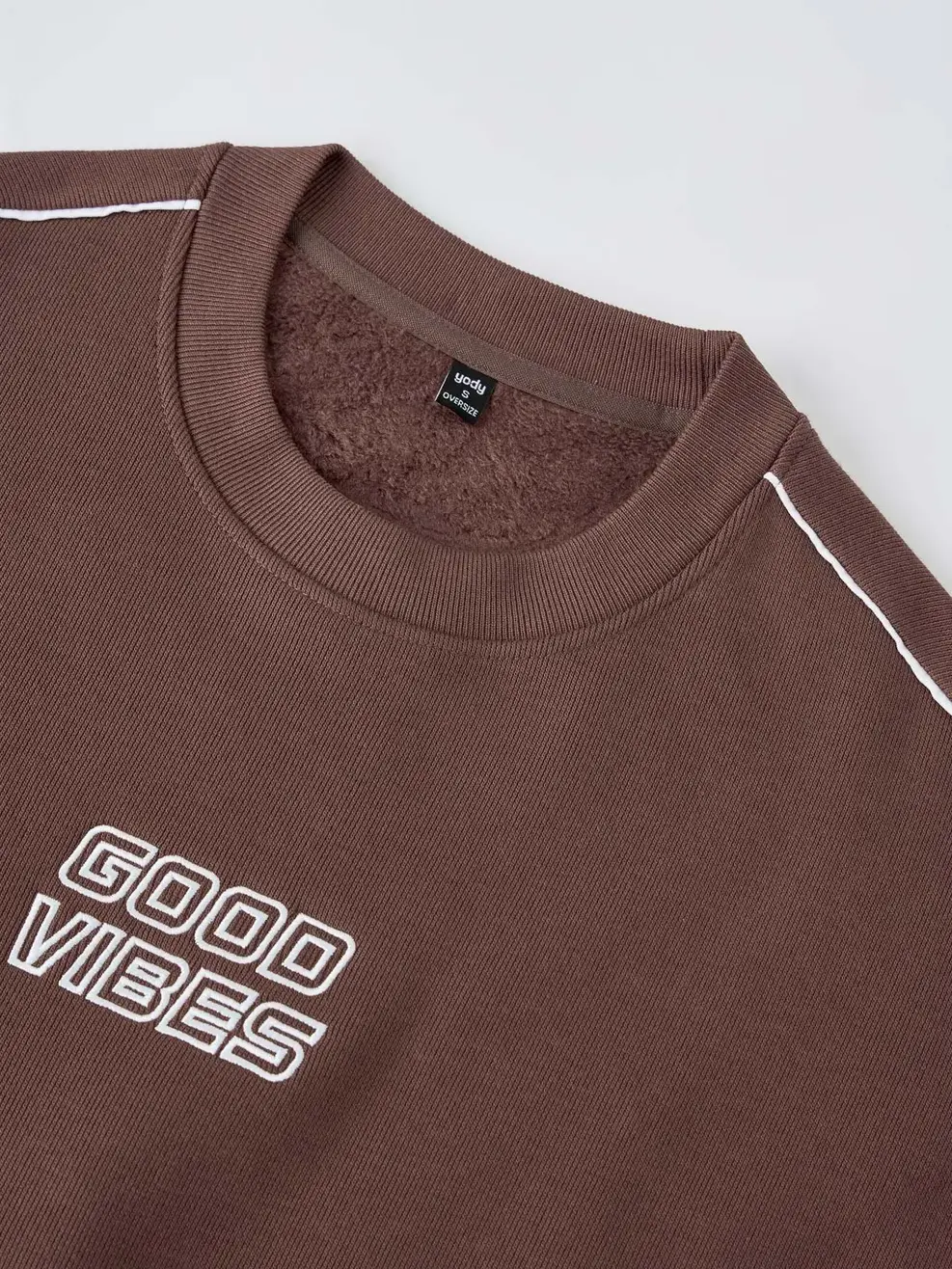 Áo Nỉ Oversize Lửng Thêu Thân Trước - NÂU 093 - S