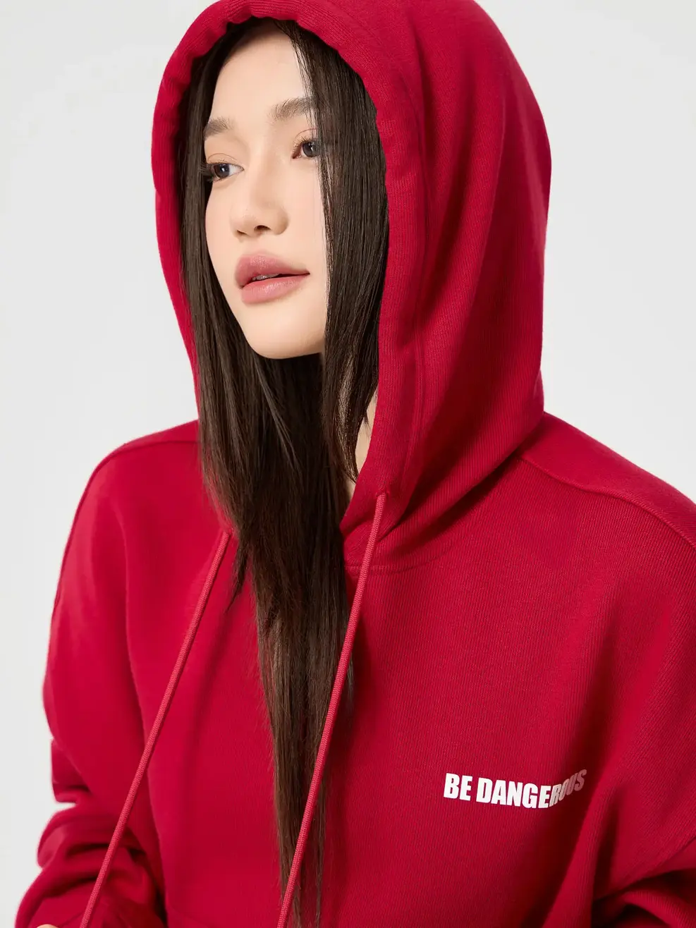 Áo Nỉ Mũ Nữ Nỉ Ép Lông In Chữ - Đỏ 026 - S