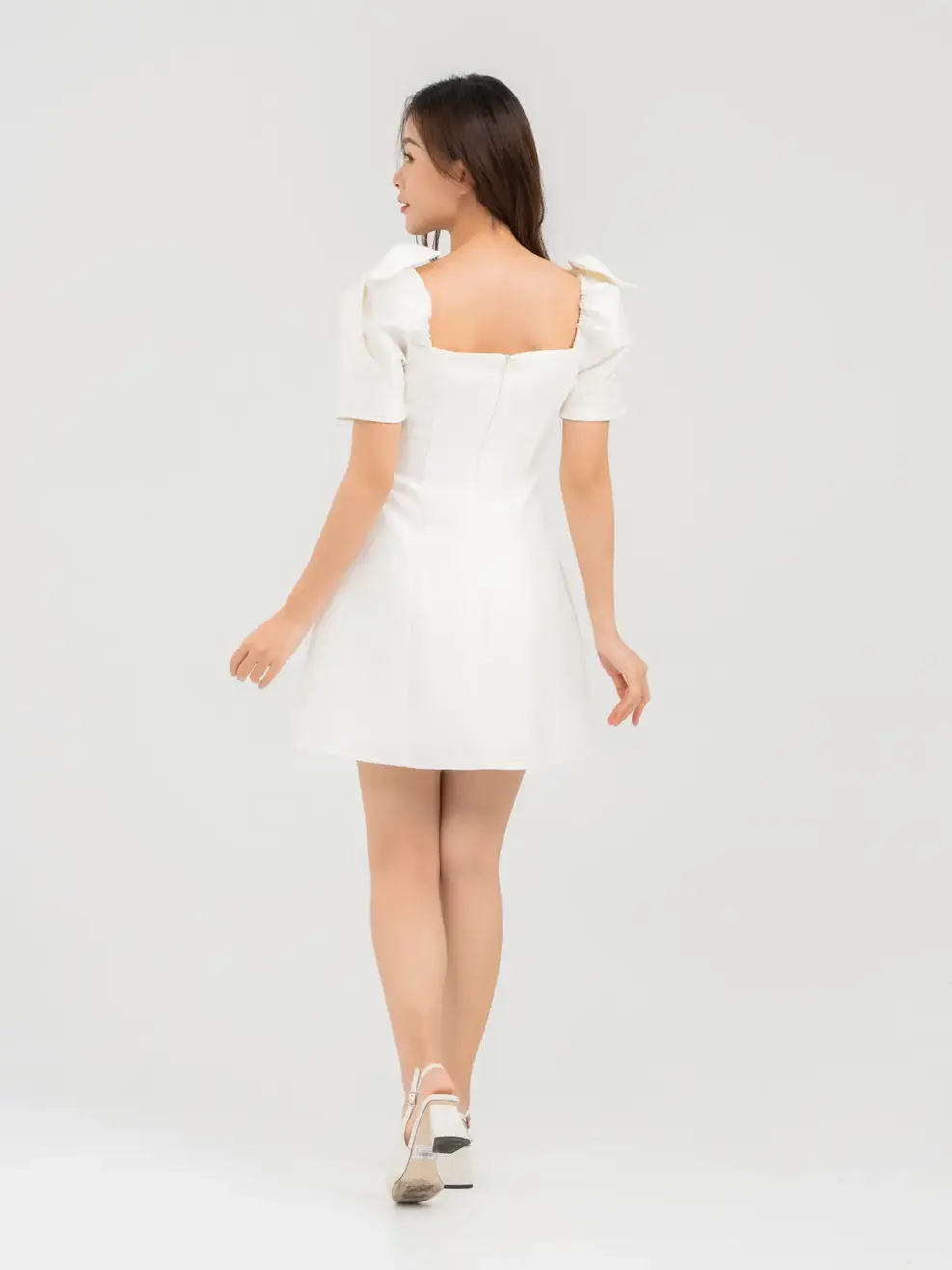 Đầm Tiệc Nữ Vai Nơ - Trắng ngà - S