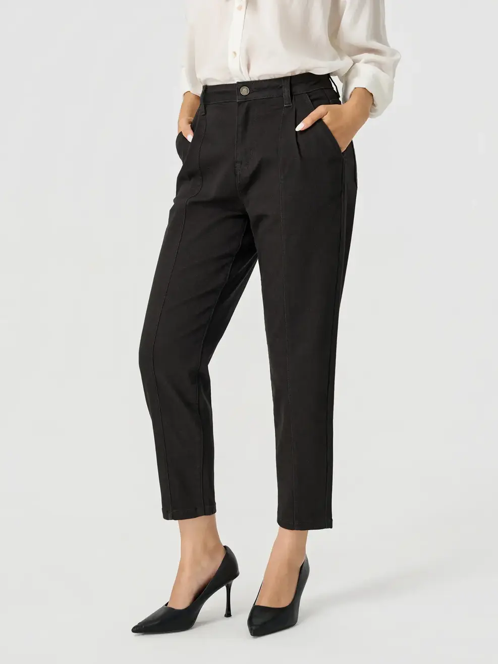 Quần Jeans Nhuộm Màu Baggy Xếp Ly - ĐEN 002 - 26