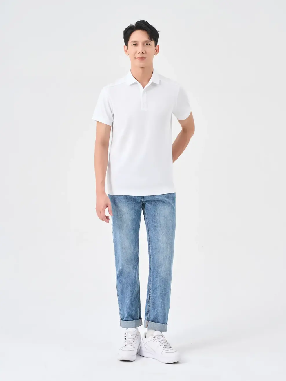 Áo Polo Nam Cafe Tổ Ong Nẹp Cúc Cúc Bấm - Trắng - 3XL