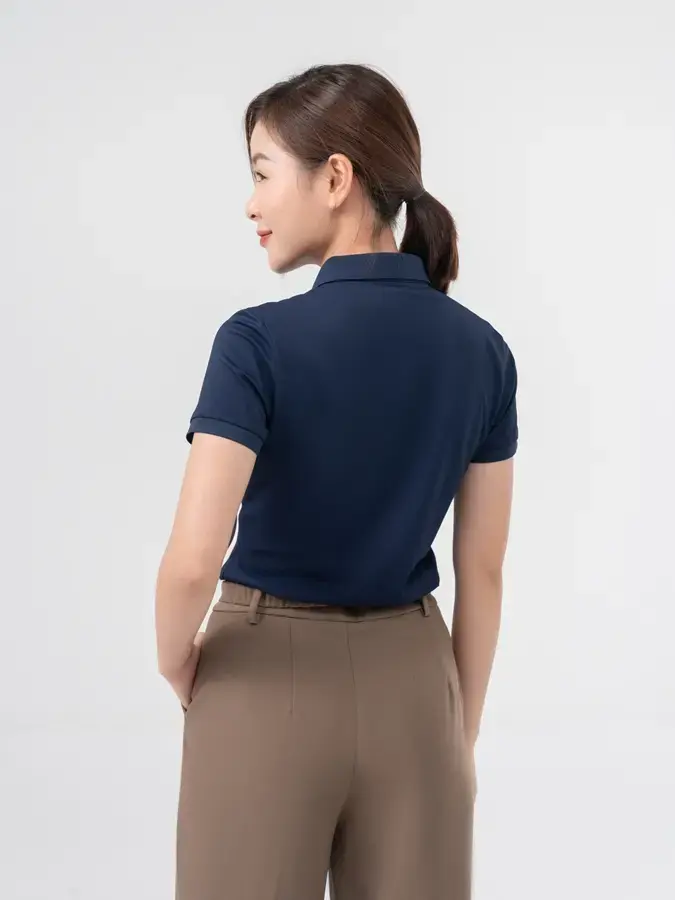 ÁO POLO NỮ ICE CAFE IN SƯỜN - Navy - S