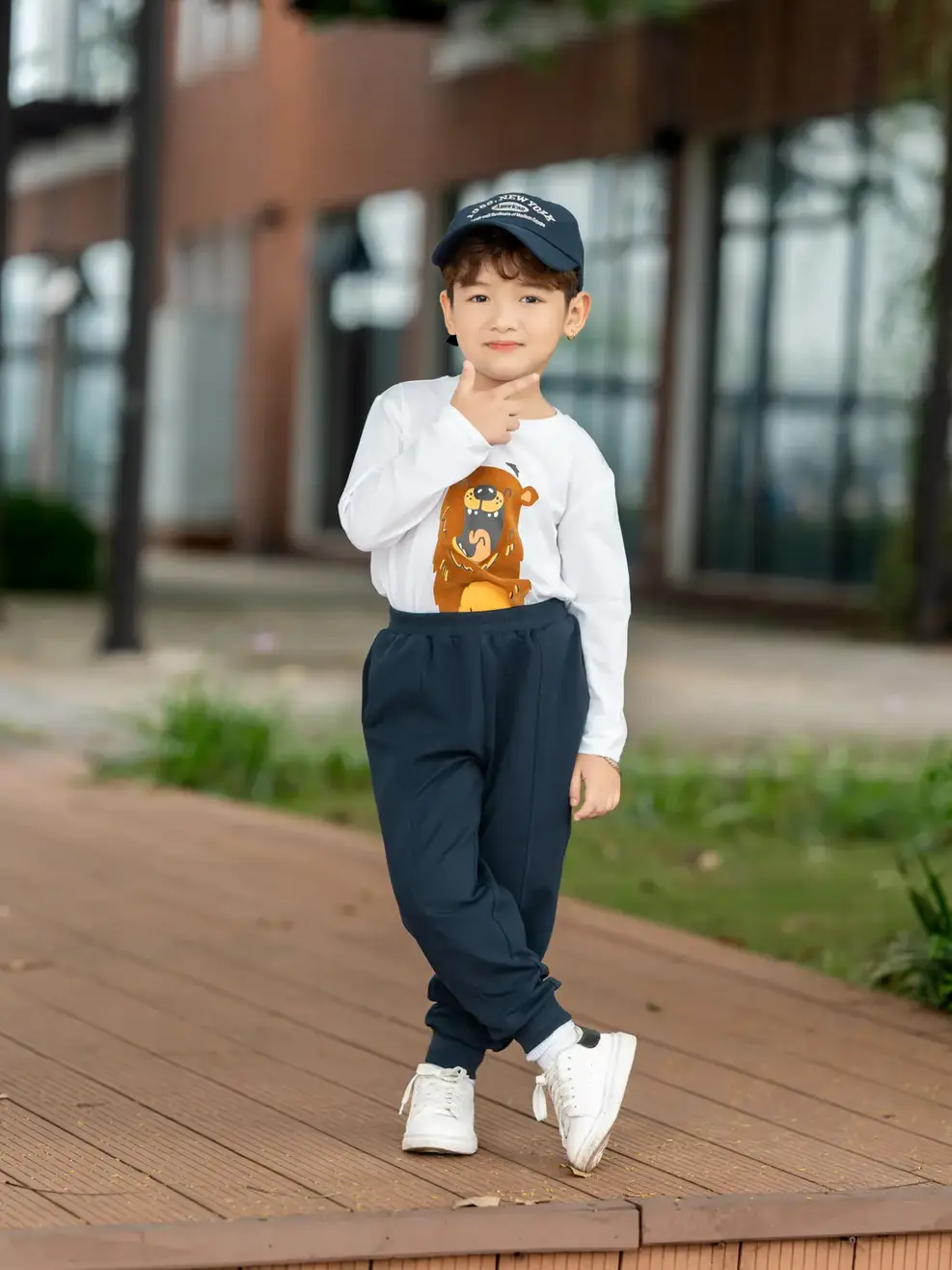 Quần nỉ trẻ em bổ thân - Navy - 2