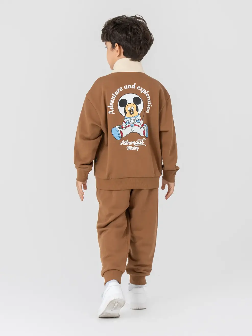 Bộ Đồ Thu Đông Kid Cổ 5 Phân  In  Mickey Sau Lưng - Nâu 1 - 2