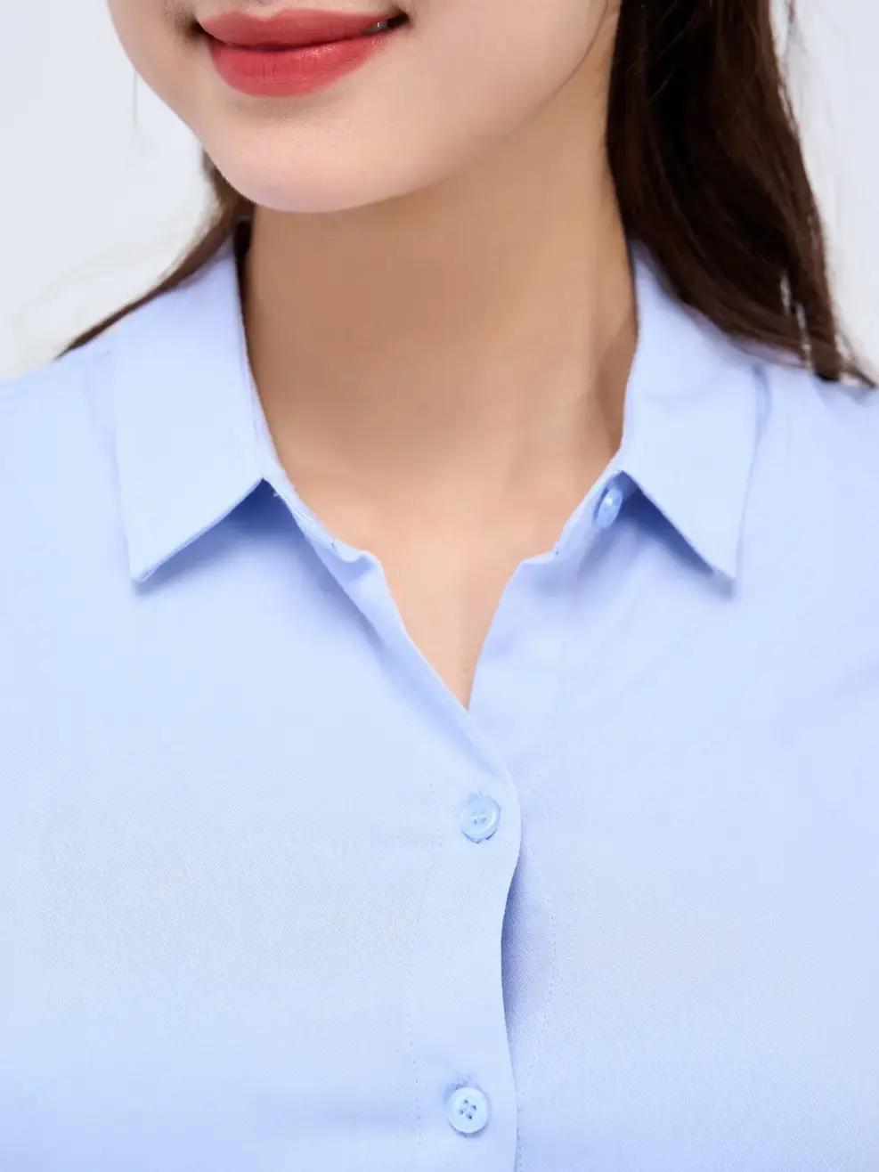 Sơ mi dài tay nữ Visco cơ bản - Xanh - XL