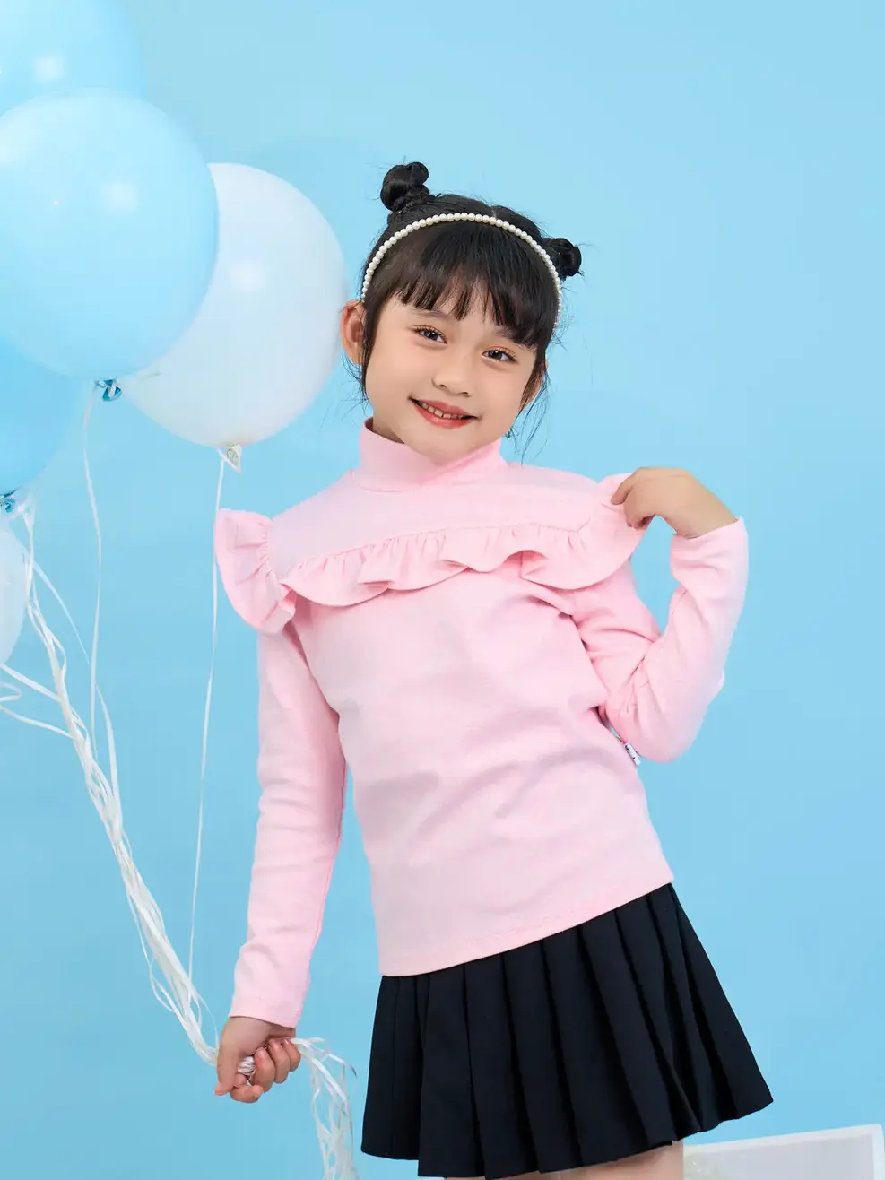 Áo thun kid cổ cao bèo ngực - Hồng - 2