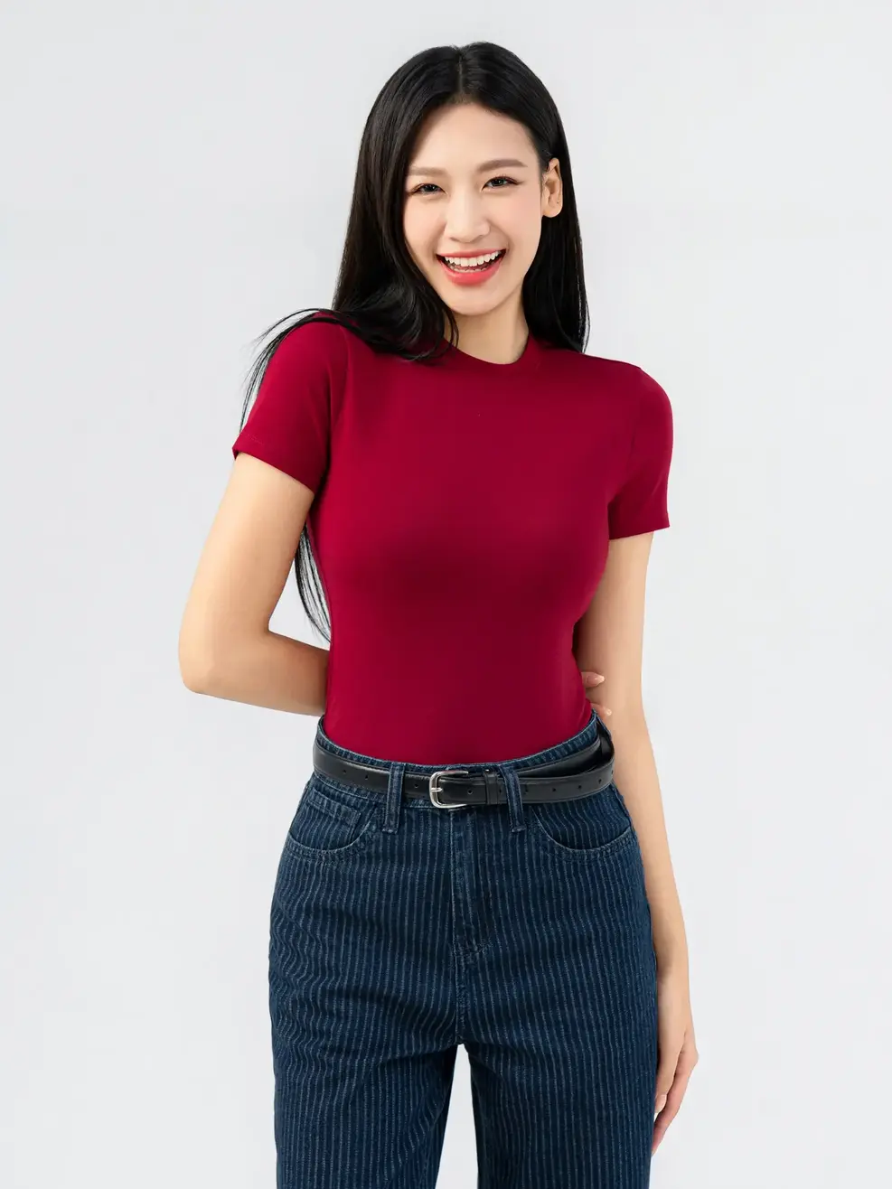 Áo Phông Ôm Cổ Cao Croptop-TSN7269 - Màu đỏ 008 - S