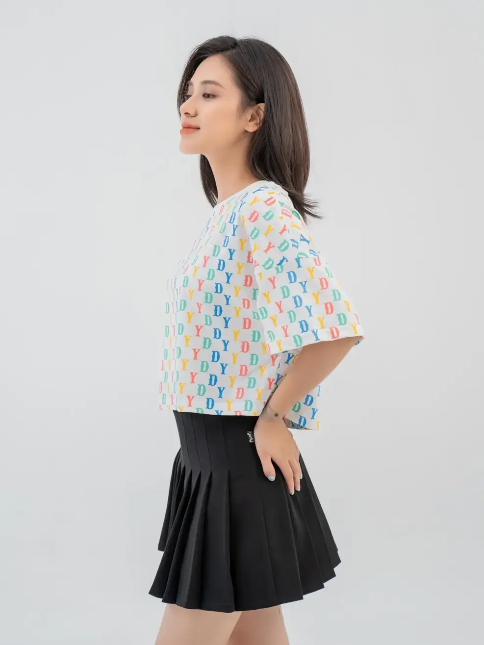 T-shirt Nữ Crotop In Tràn Yd Cotton Usa - Trắng 1 - F