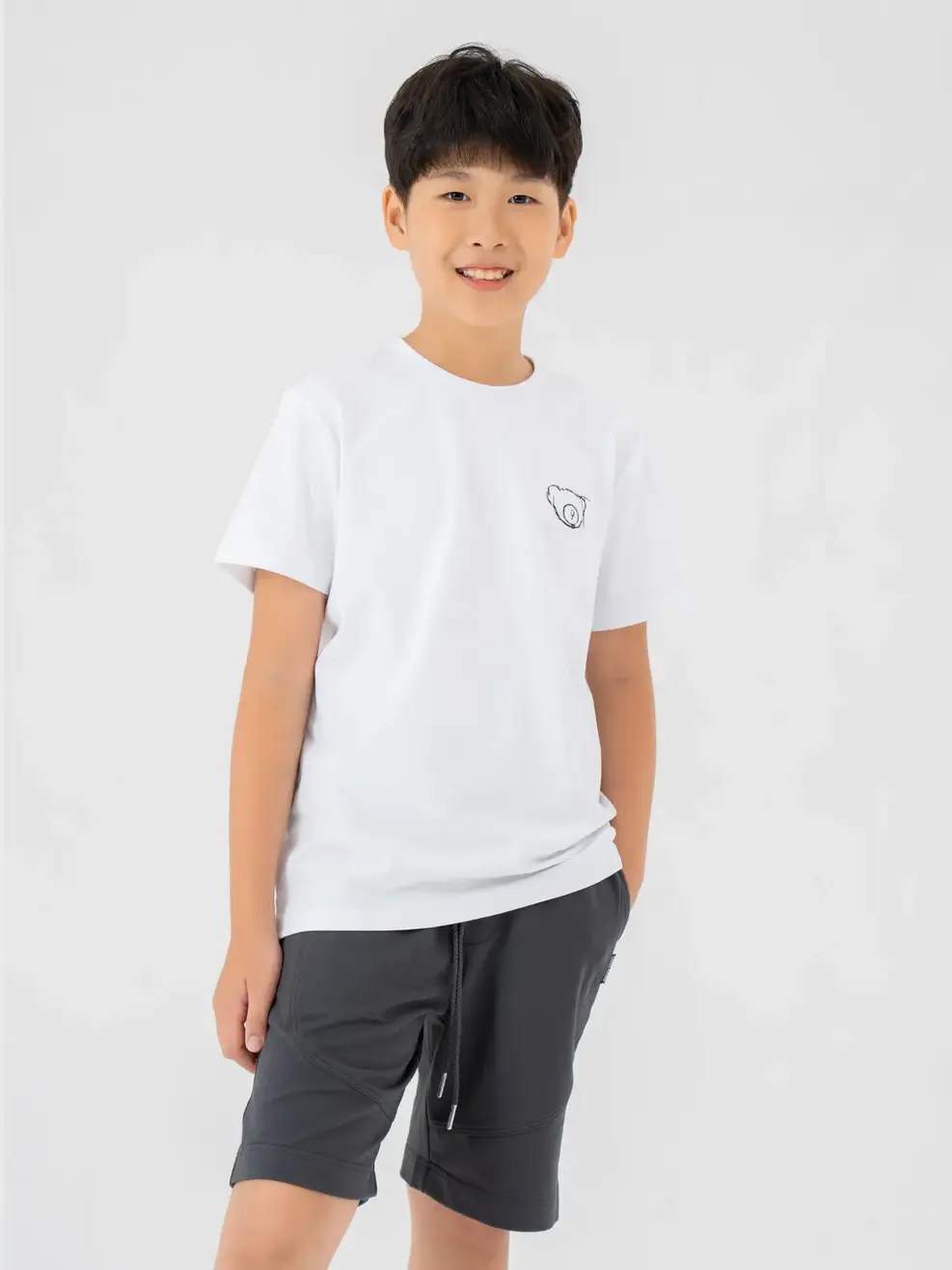 T-shirt Kid Trẻ Em Lớn In Gấu Bột Ngô - Trắng 1 - 8