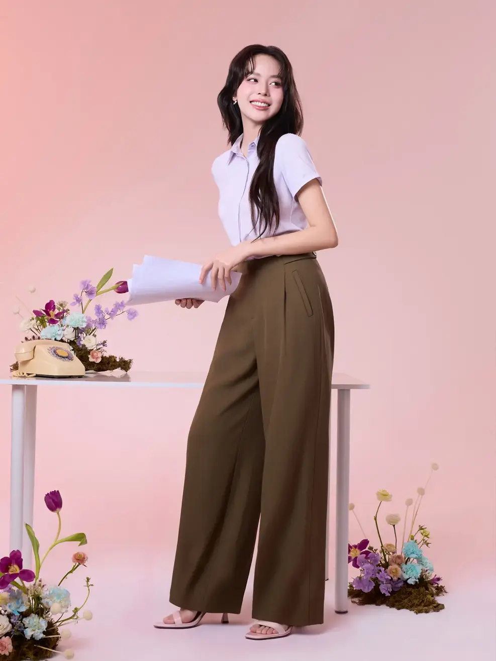 Quần WIDE LEG COLLECTION - Rêu 015 - S