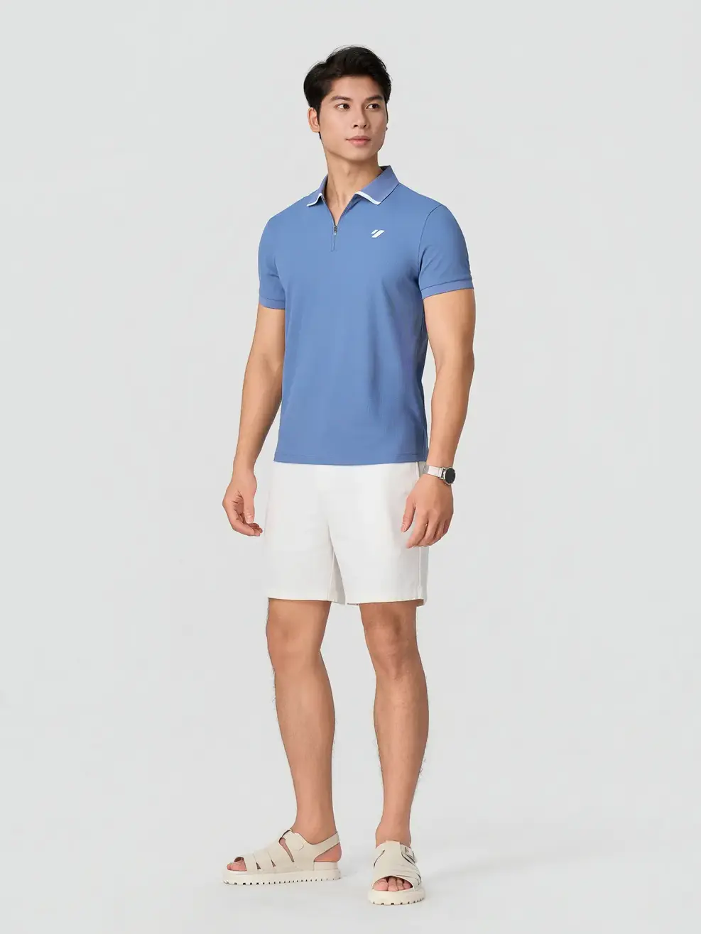 Áo Polo Nam Slim Có Khóa Kéo - Màu xanh da trời 113 - M