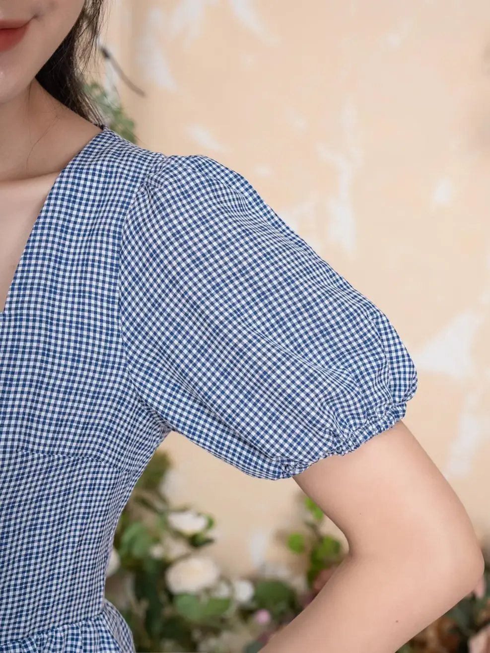 Váy nữ xoè Gingham - Tím than - S