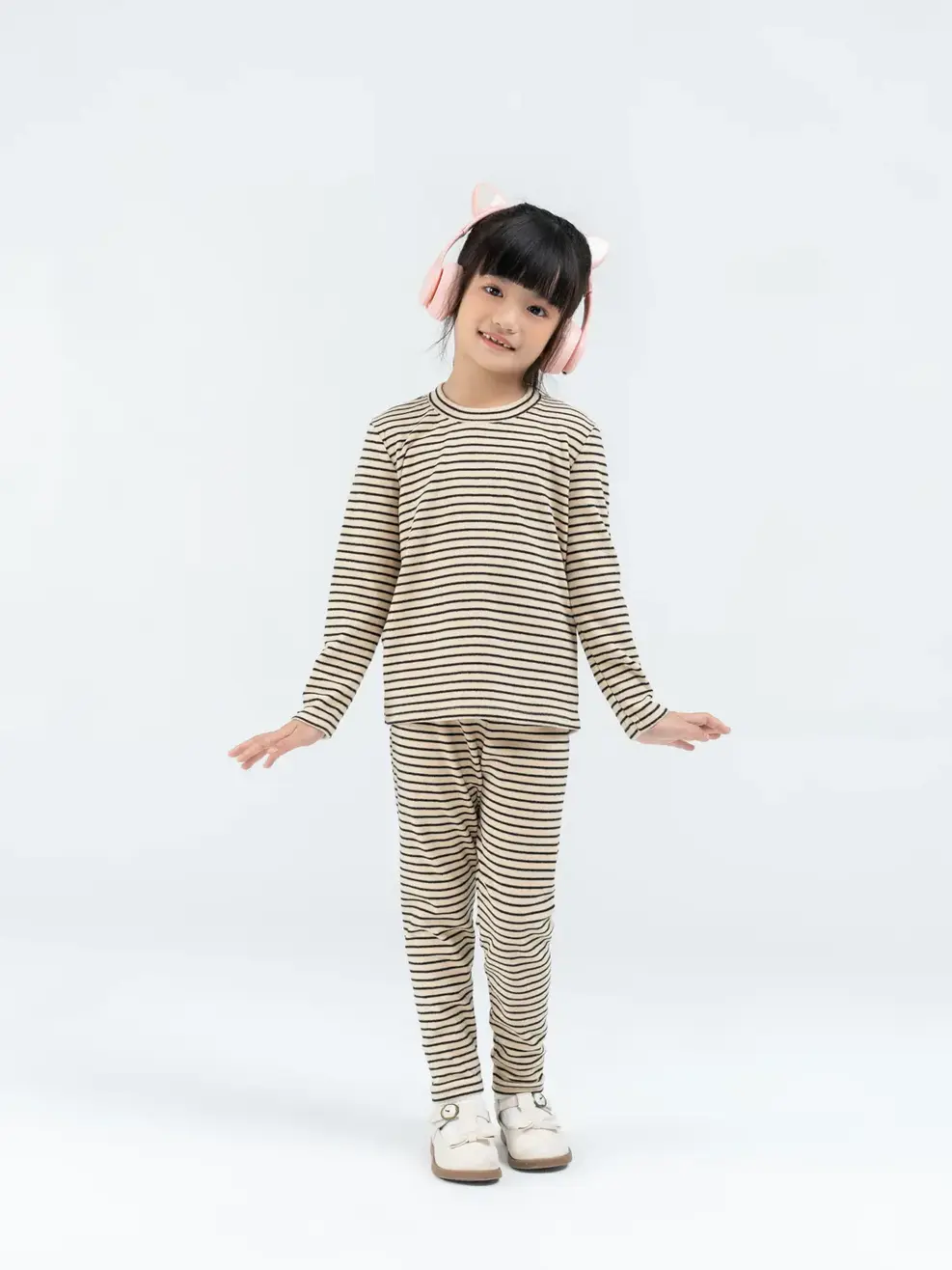 Bộ đồ trẻ em kẻ dáng ôm - Be 1 - 2