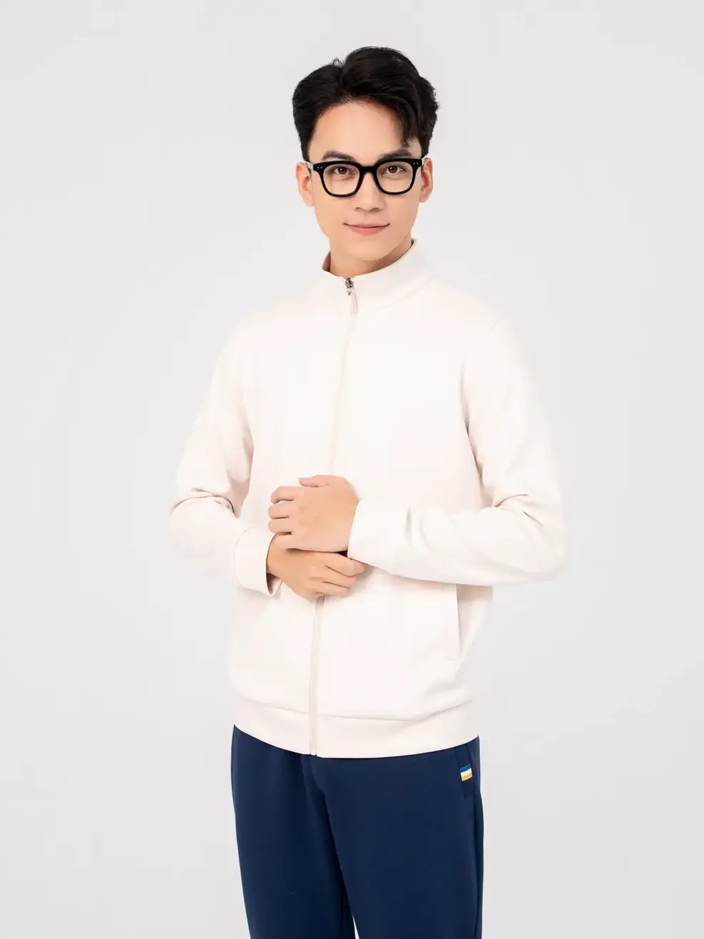 Áo Khoác Nỉ Thể Thao Nam Double Face Smart - Be - M