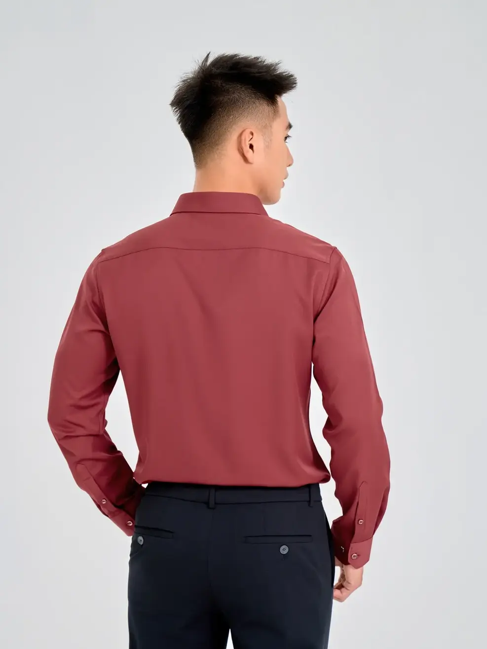 Sơ Mi Dài Tay Nam Nano Phối Cổ - Đỏ đậm - M