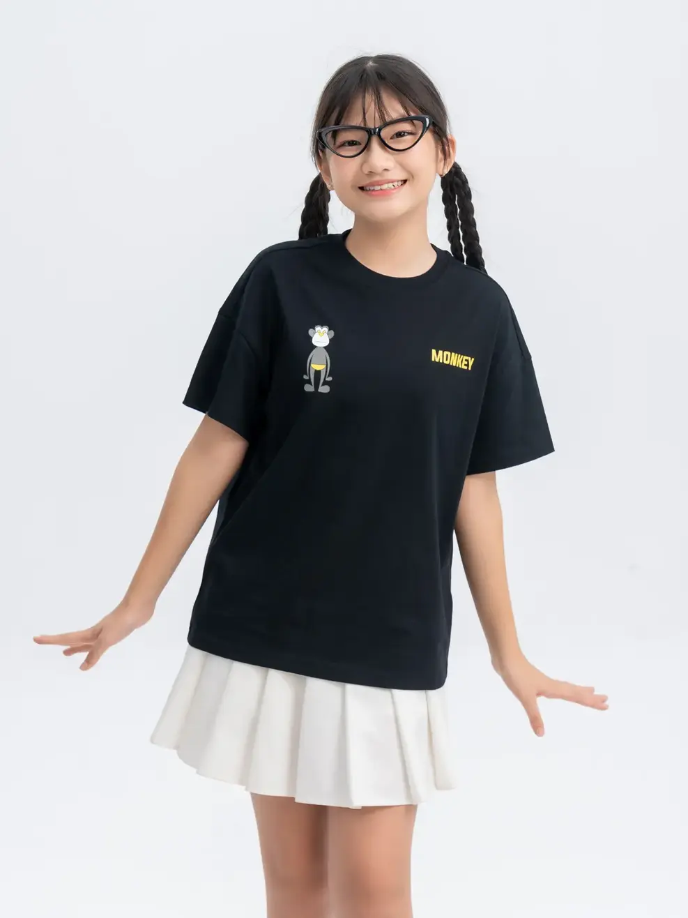 T-shirt Kid Lớn In Monkey - Đen - 10