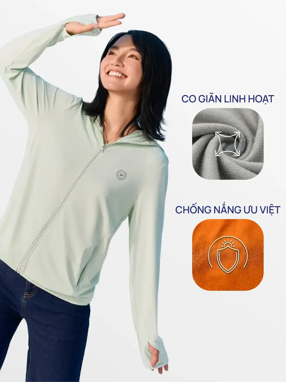 Áo Khoác Chống Nắng Dáng Suông Basic - xanh lá 059 - S