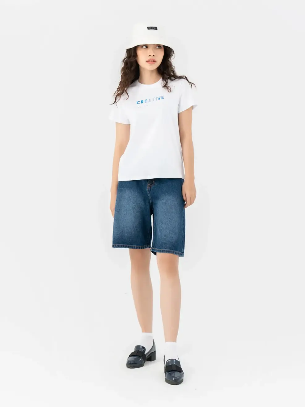 T-shirt Nữ Cơ Bản In Creative Bột Ngô - Trắng 1 - S