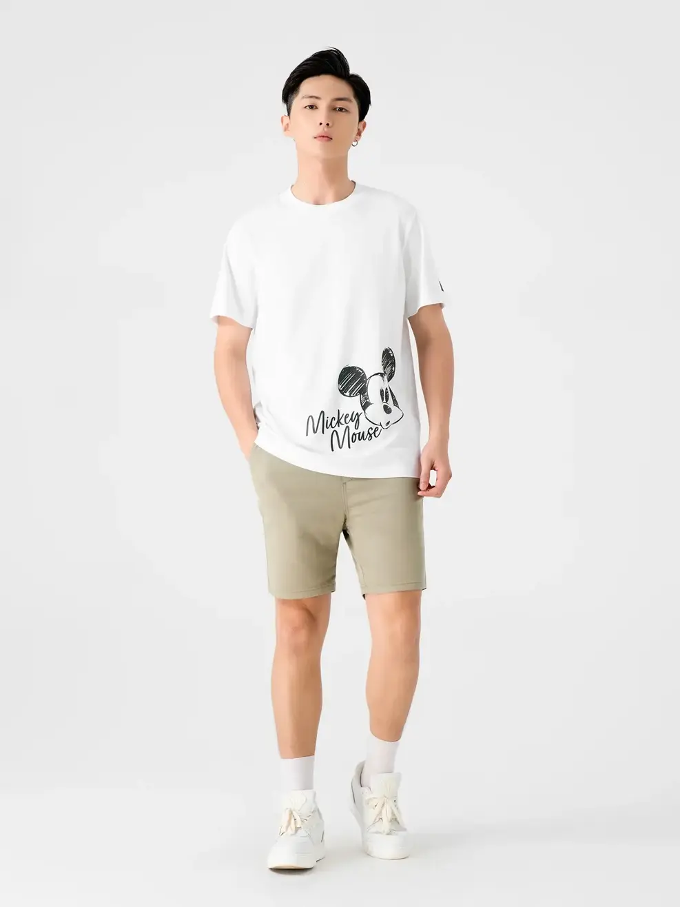 Áo Phông Nam In Mickey Mouse - Trắng - M