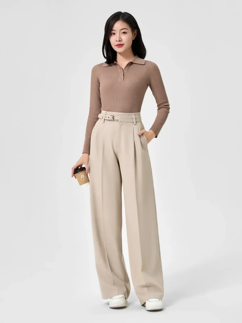 Áo Len Nữ Cổ Bẻ - Nâu - S